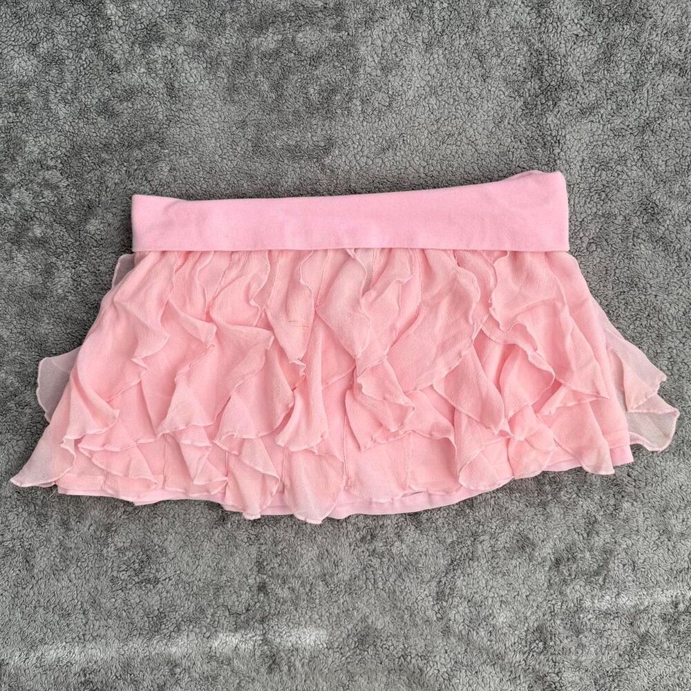 forever 21 pink silk ruffle mini skirt